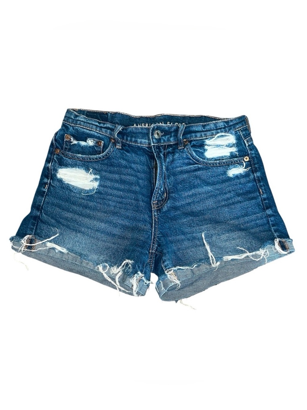 American Eagle Blue Distressed Perfect Jean Shorts